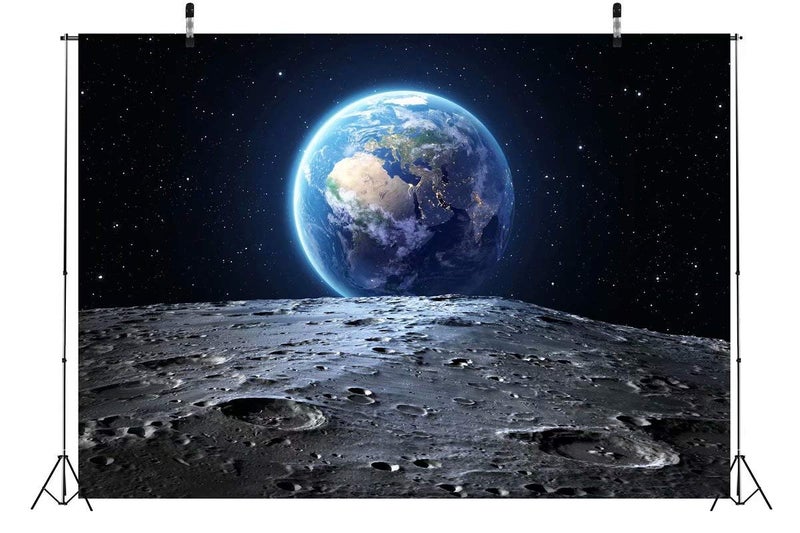 BELECO 7x5ft Fabric Outer Space Backdrop Universe Background Earth Moon Surface Furnished by NASA Planet Stars Photography Backdrop for Birthday Party Decoration Photoshoot Photo Background Props - Image 3